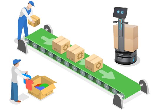 Carrybotは、狭い通路や複雑なレイアウトもスムーズに移動し、的確に荷物を輸送します。